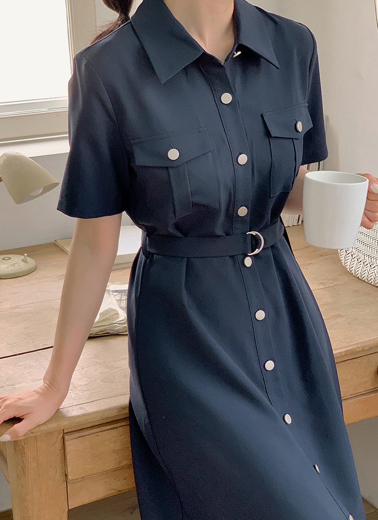 ツーポケ半袖シャツワンピース | レディースファッション通販 - DHOLIC