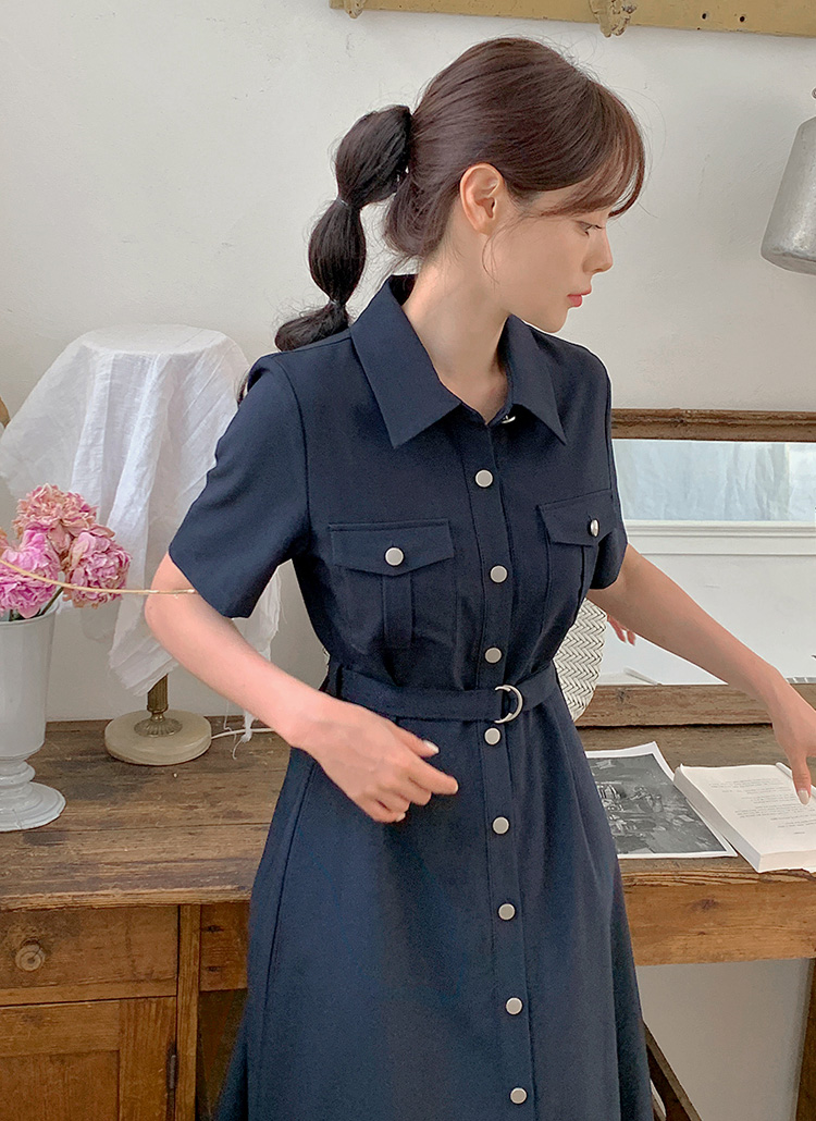 ツーポケ半袖シャツワンピース | レディースファッション通販 - DHOLIC