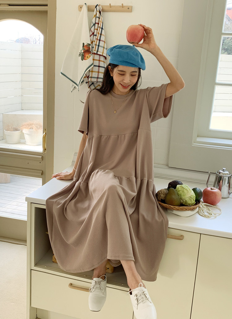 ファミリア　ロンT・ワンピース・半袖 DAYRA ワンピース シンプル無地半袖ロングTシャツワンピース