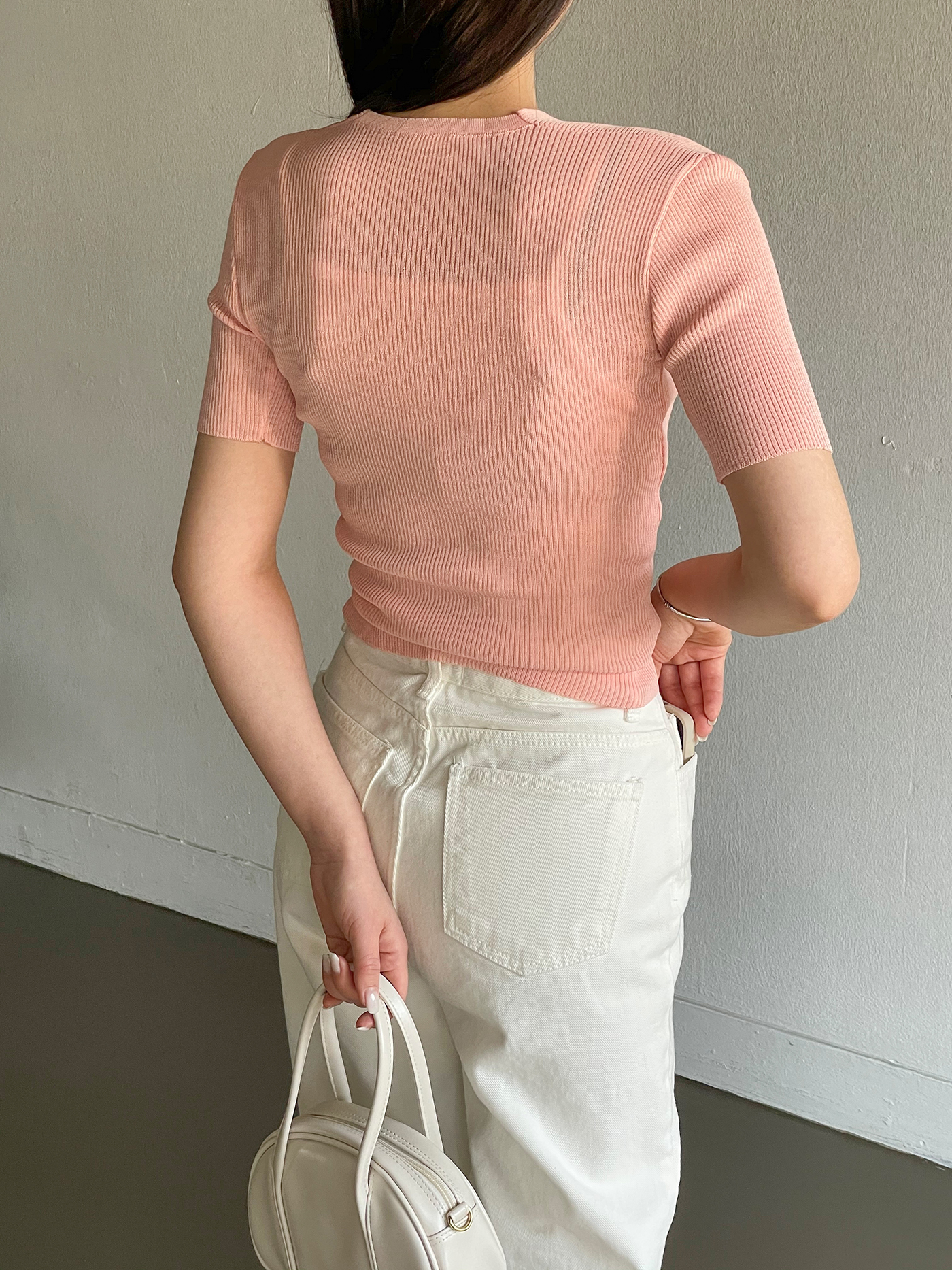 カシュクールVネック半袖リブニット | 詳細画像10