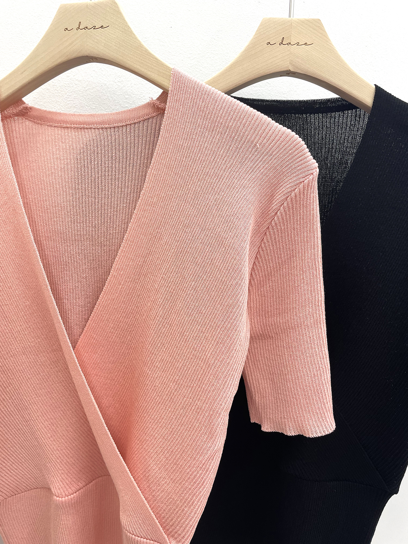 カシュクールVネック半袖リブニット | 詳細画像11