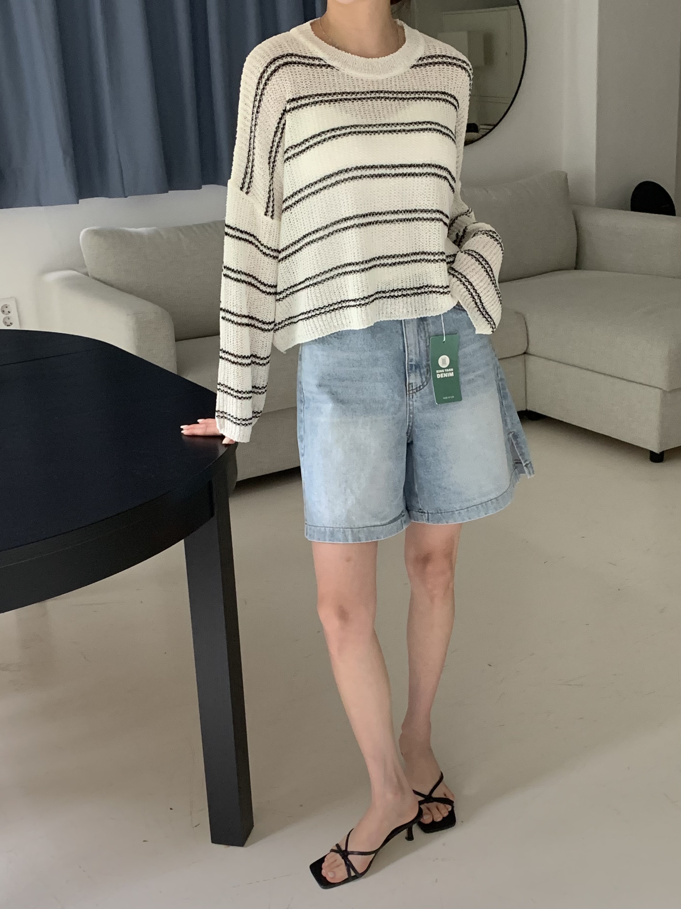 ダブルボーダークロップドルーズニット | 詳細画像6