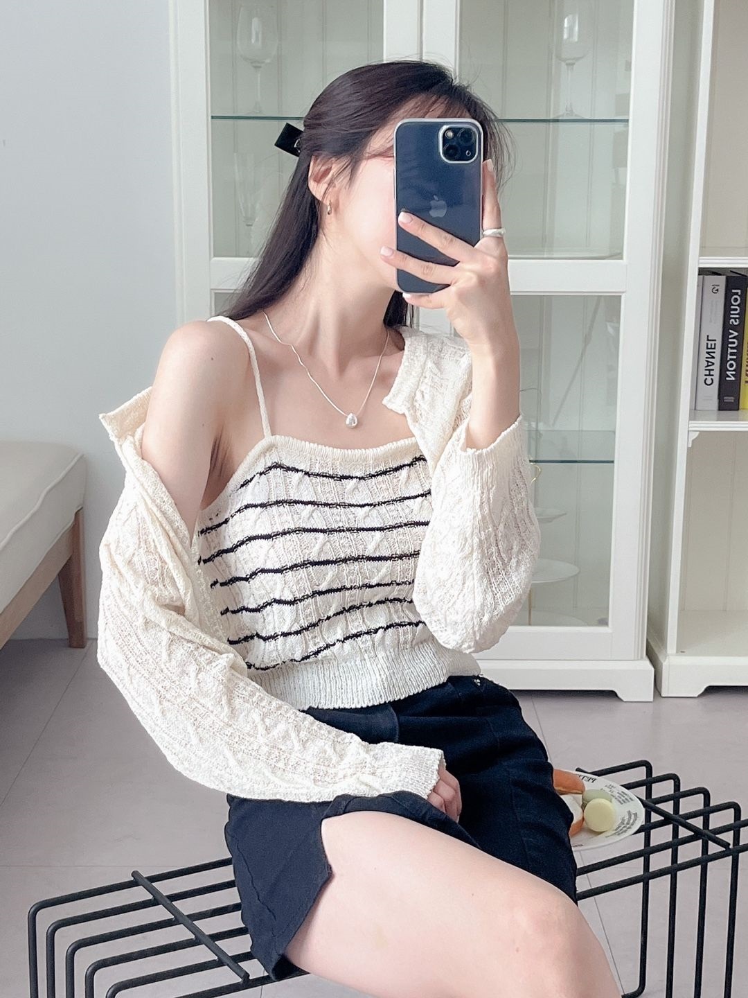 シアーボーダーニットキャミ&ボレロカーディガンSET | 詳細画像2