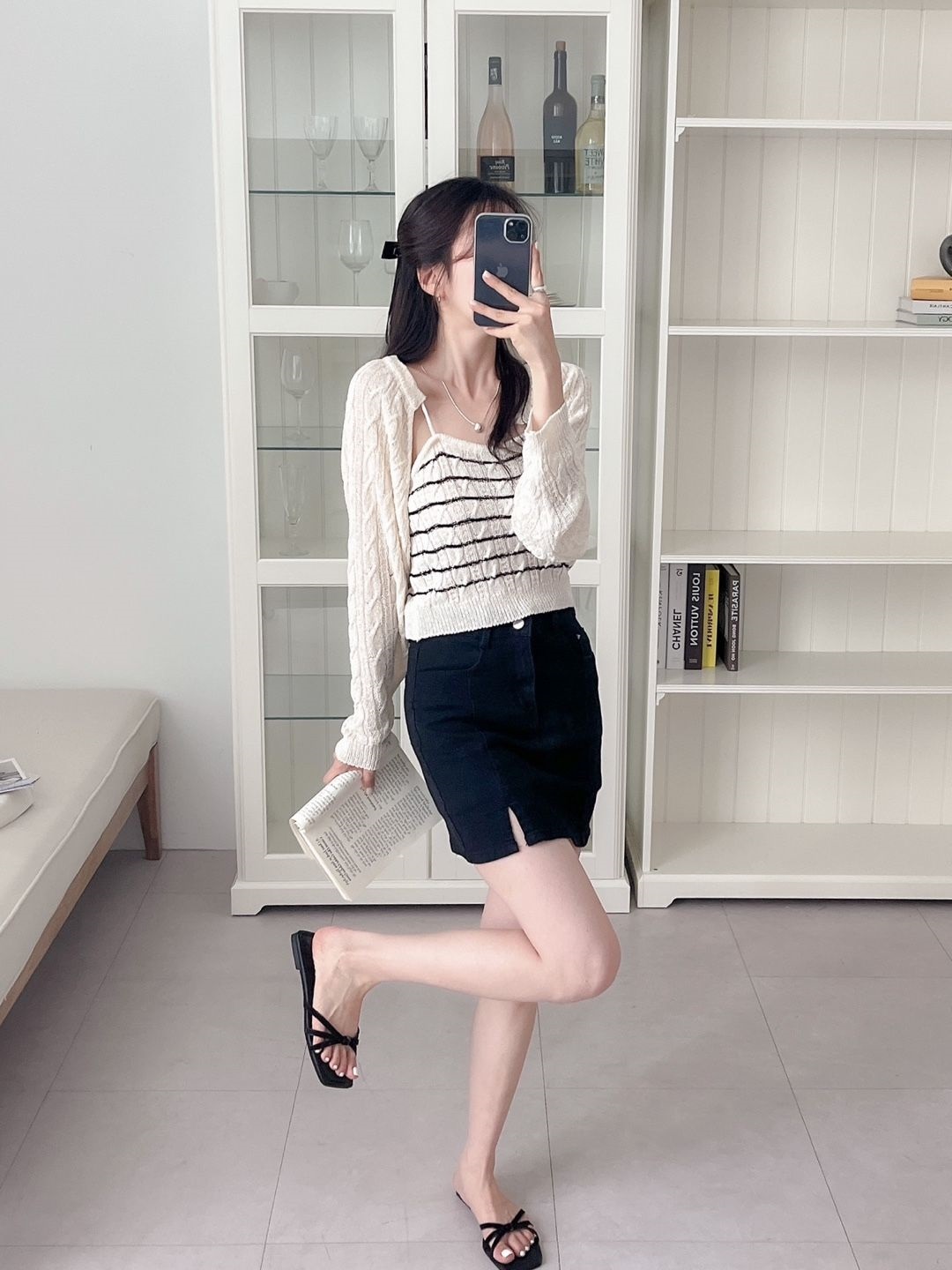 シアーボーダーニットキャミ&ボレロカーディガンSET | 詳細画像5