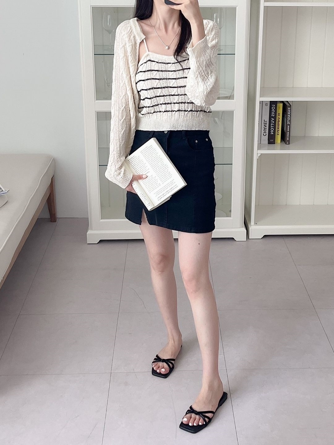 シアーボーダーニットキャミ&ボレロカーディガンSET | 詳細画像7