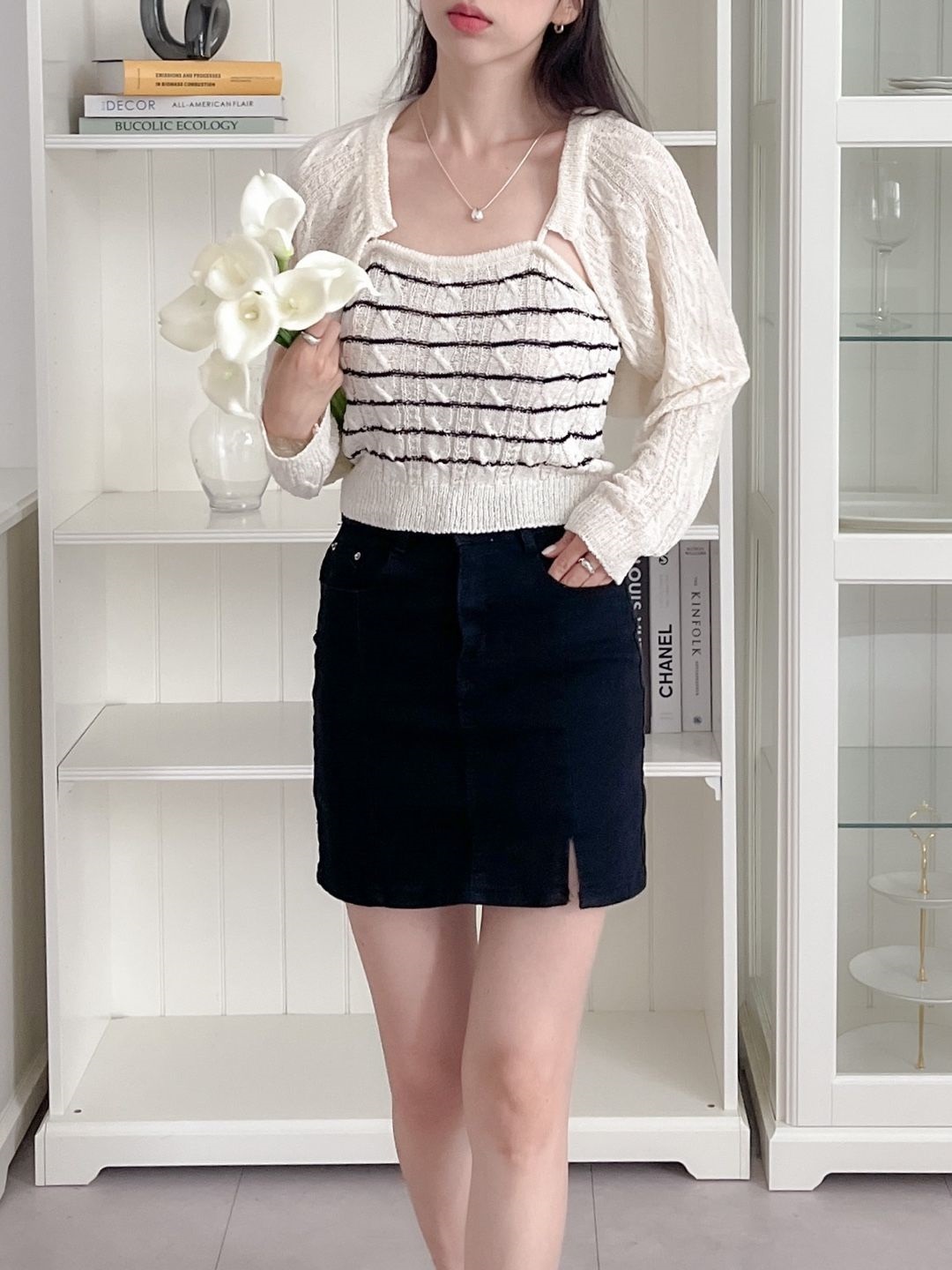 シアーボーダーニットキャミ&ボレロカーディガンSET | 詳細画像15