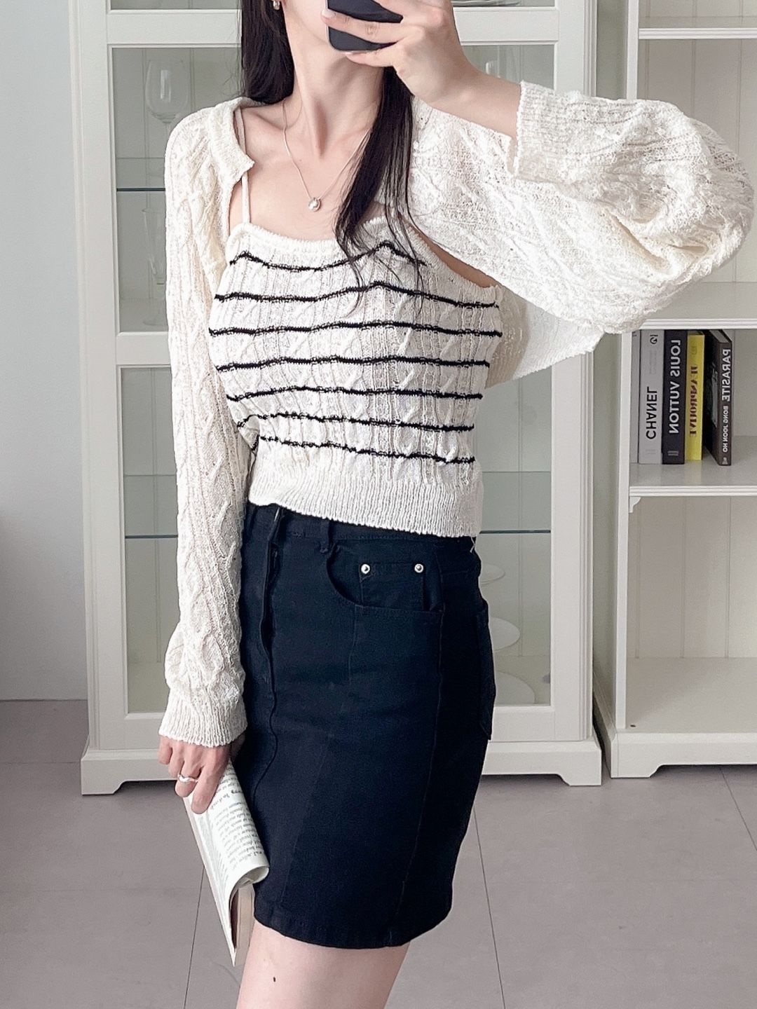 シアーボーダーニットキャミ&ボレロカーディガンSET | 詳細画像16