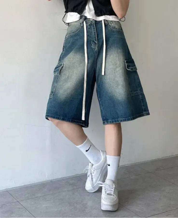 ドロストハーフカーゴワイドデニムパンツ | 詳細画像1