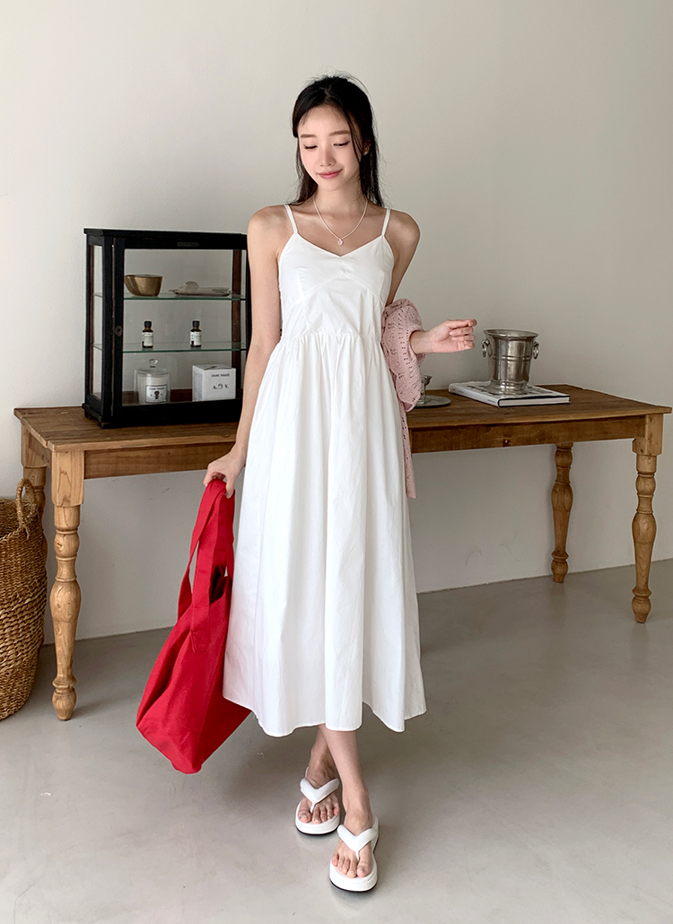 Vネックキャミソールフレアワンピース | レディースファッション