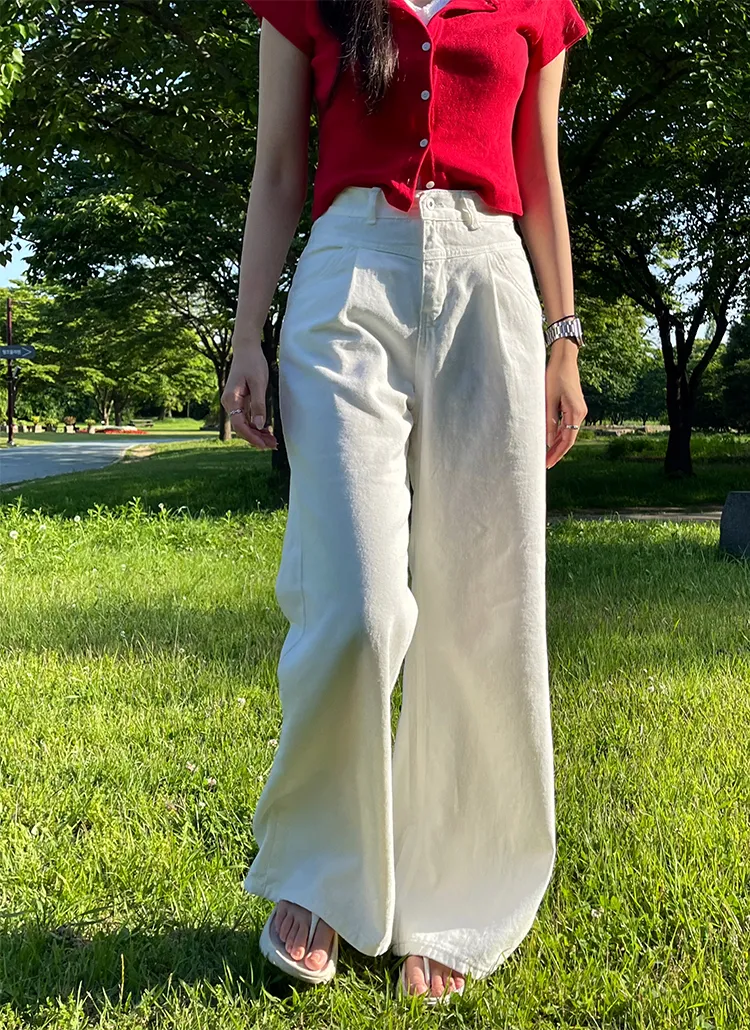 ハイウエストコットンワイドパンツ | yefit | 詳細画像1