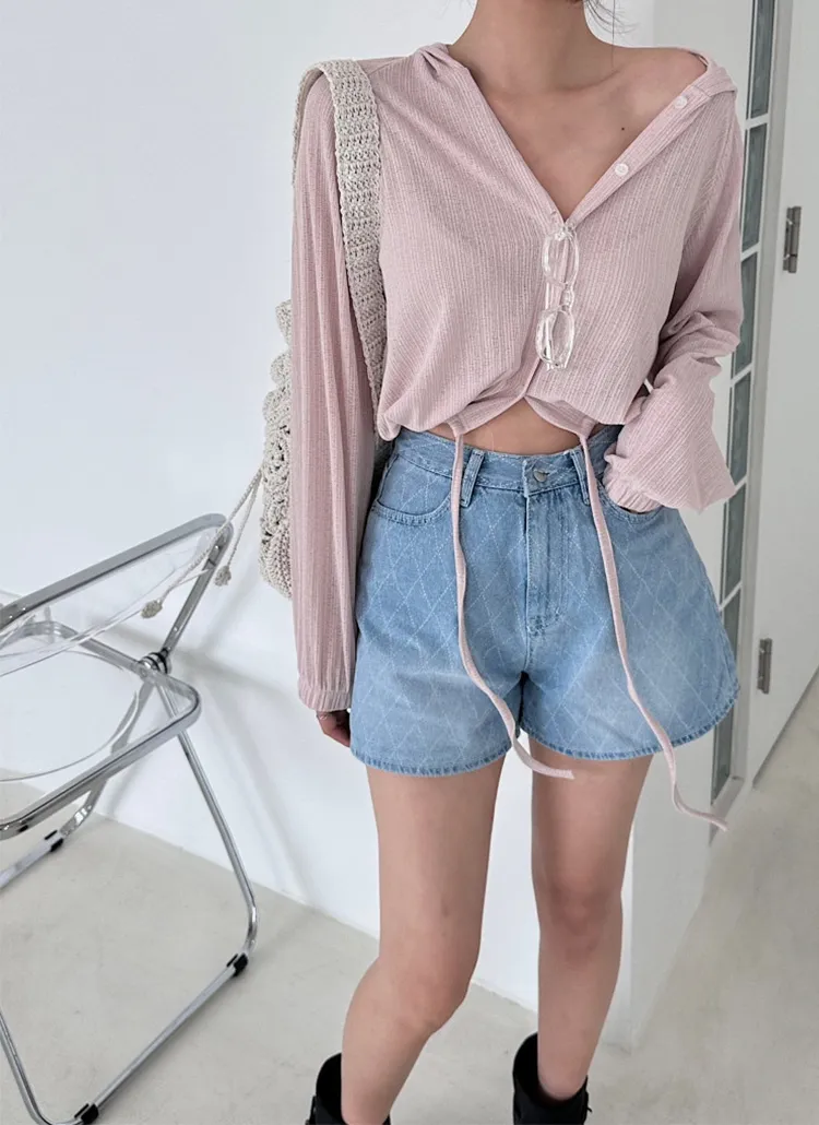 ダイヤパターンデニムショートパンツ | yefit | 詳細画像1