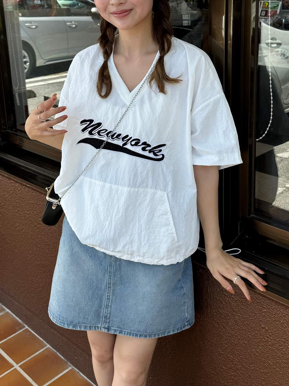 ナイロンVネックドローコード半袖Tシャツ | 詳細画像4