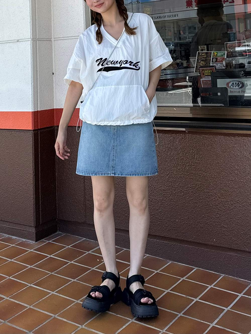 ナイロンVネックドローコード半袖Tシャツ | 詳細画像5
