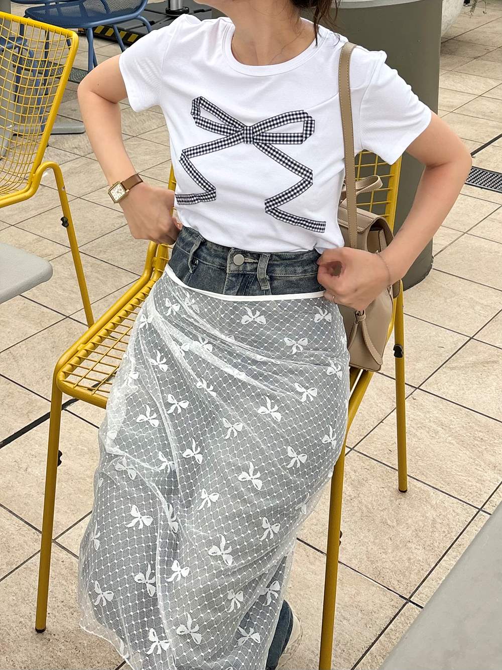 ギンガムチェックリボン半袖Tシャツ | 詳細画像5