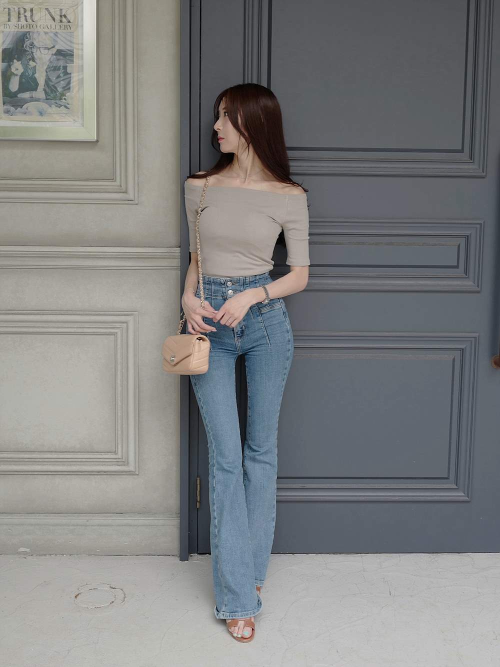 オフショルリブ5分袖Tシャツ | レディースファッション通販 - DHOLIC