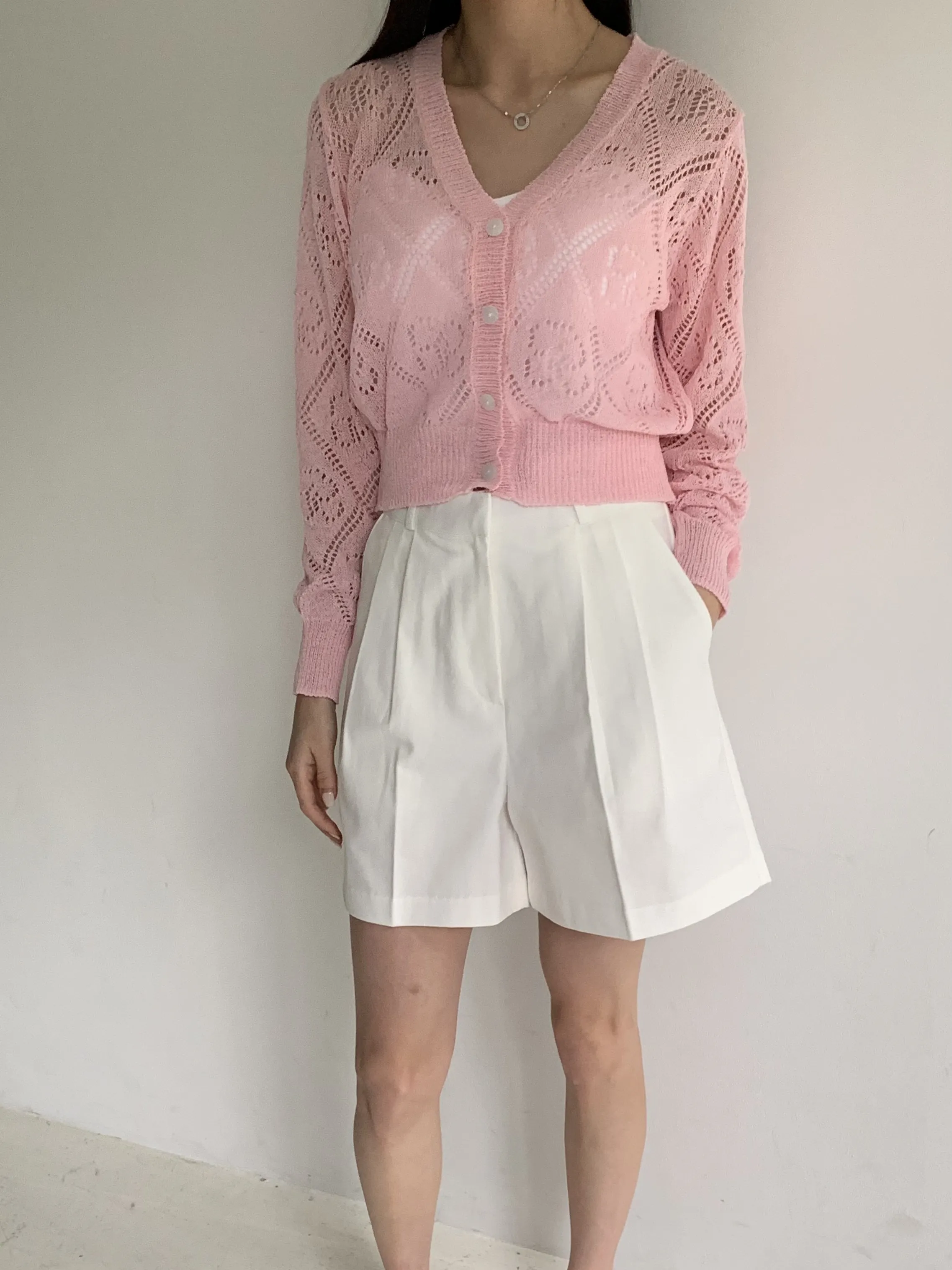 ダイヤパンチングVネックカーディガン | 詳細画像1