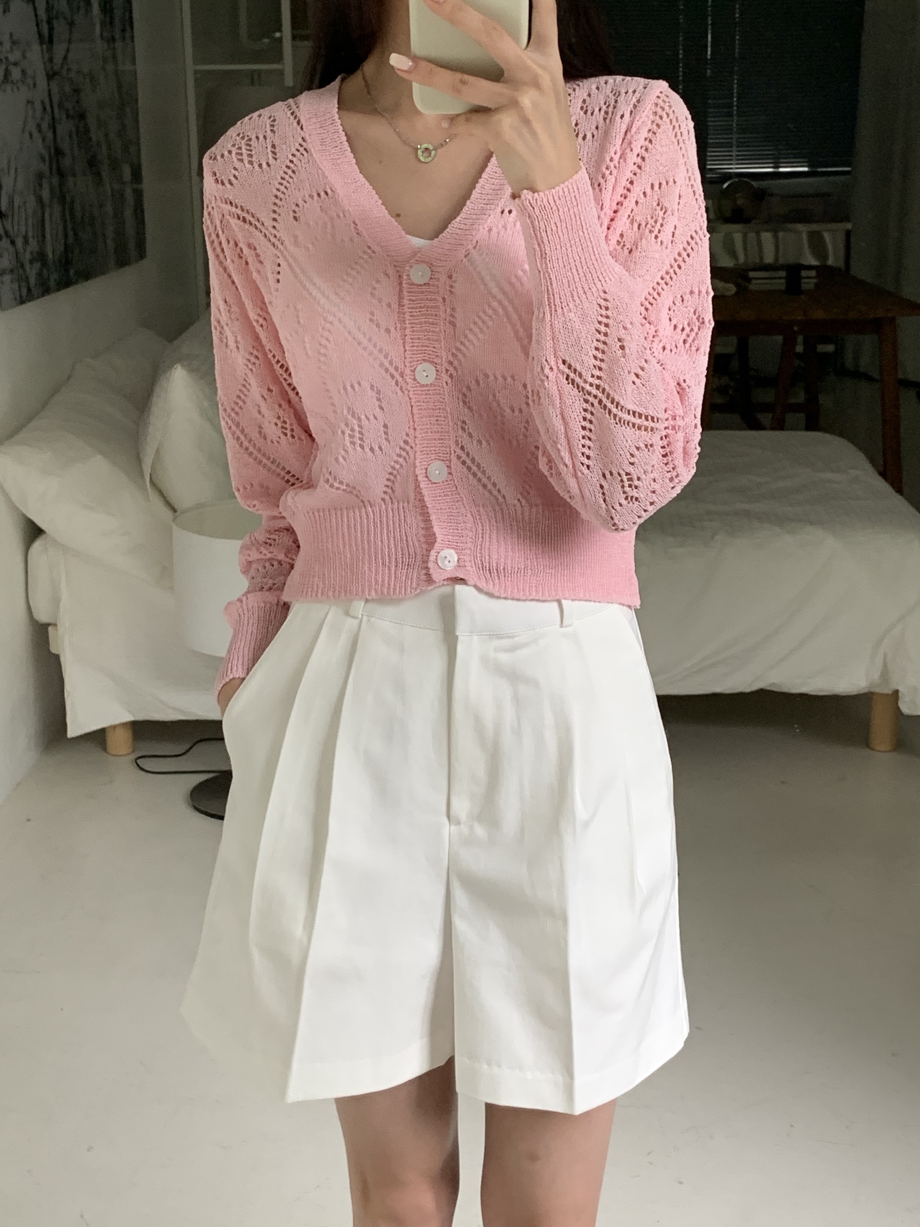 ダイヤパンチングVネックカーディガン | 詳細画像3