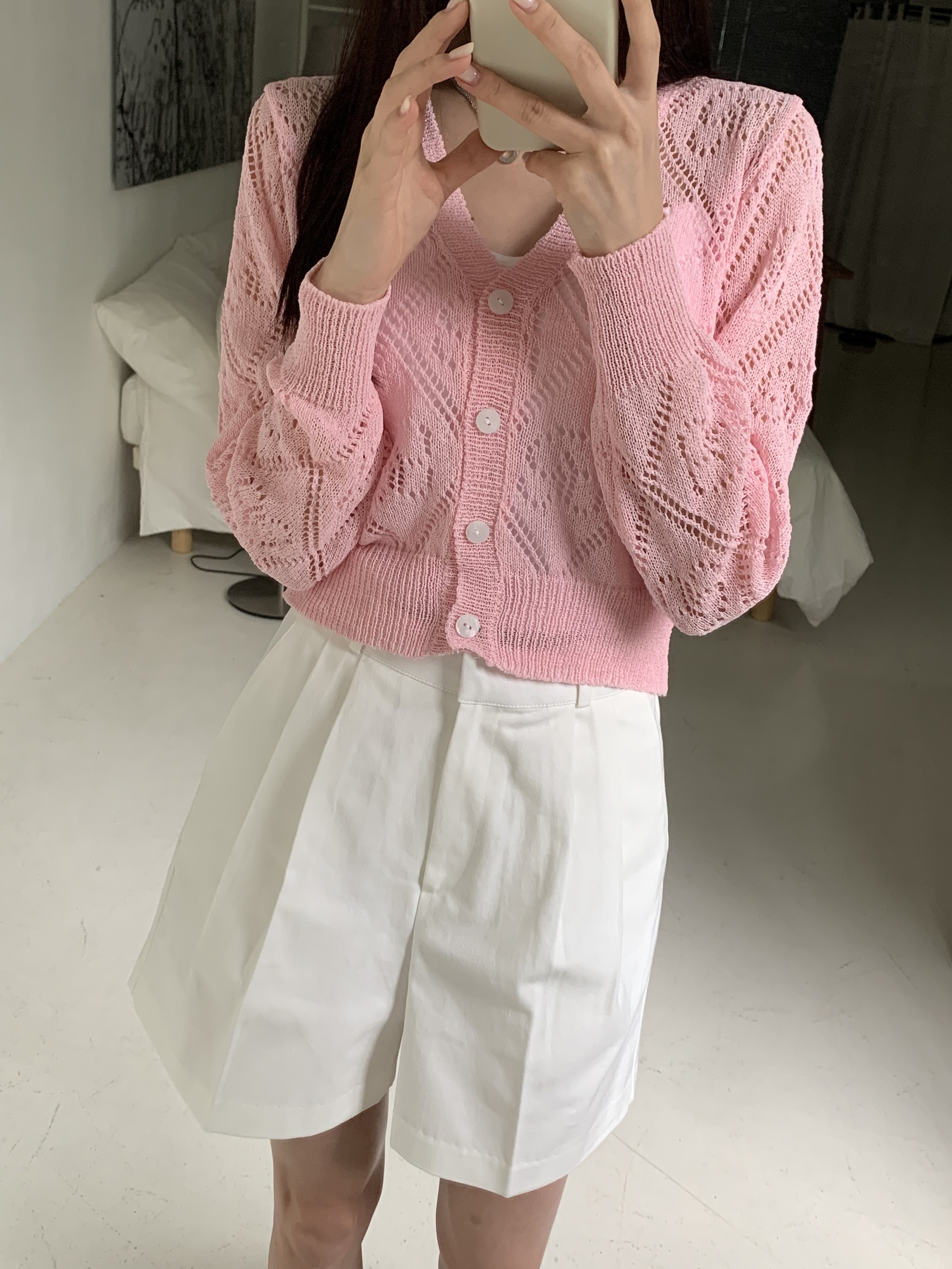 ダイヤパンチングVネックカーディガン | 詳細画像4