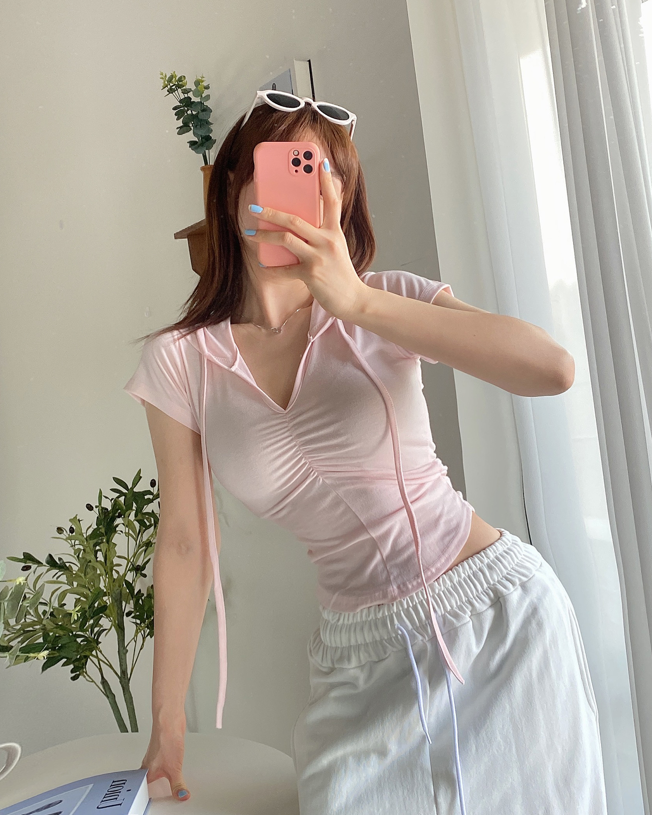 ドロストシャーリングVネックフード半袖Tシャツ | 詳細画像8