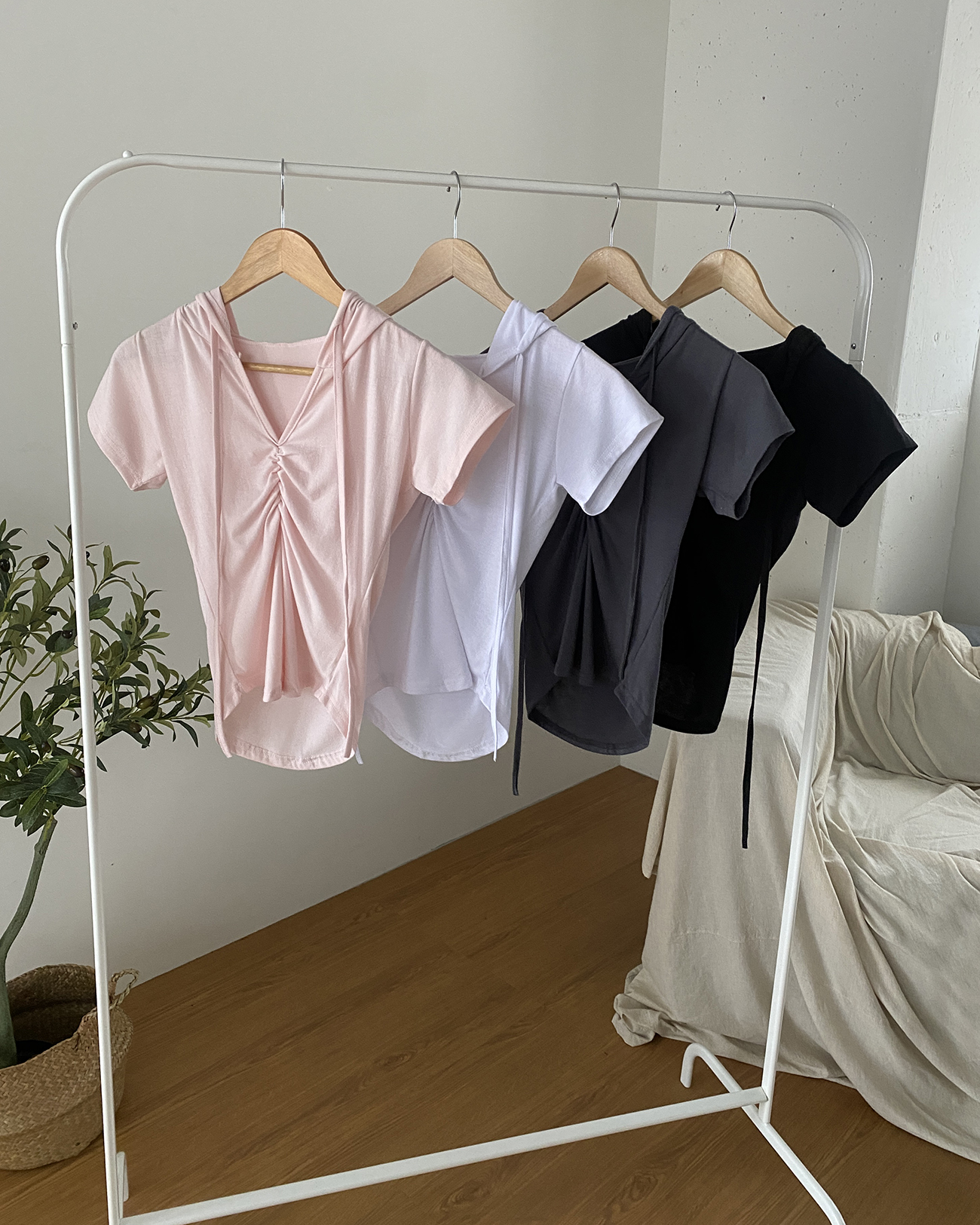 ドロストシャーリングVネックフード半袖Tシャツ | 詳細画像14