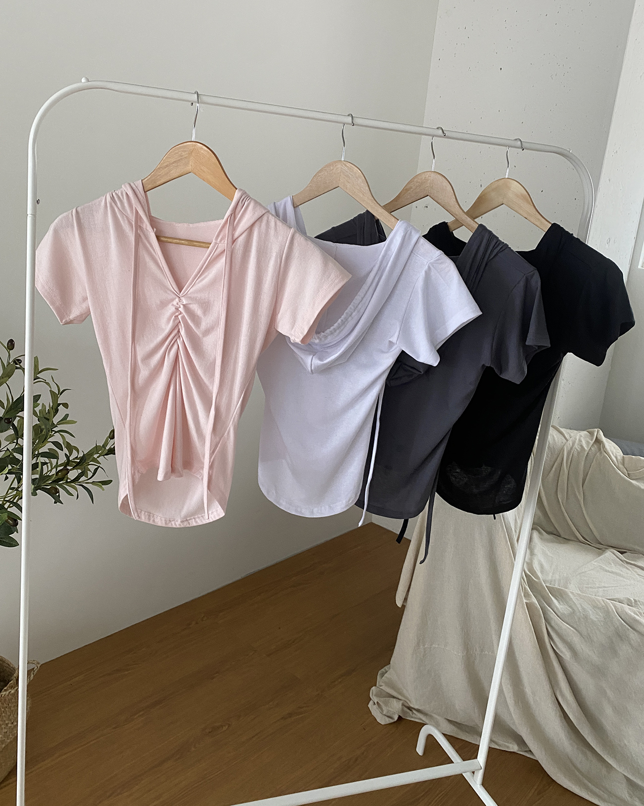 ドロストシャーリングVネックフード半袖Tシャツ | 詳細画像15