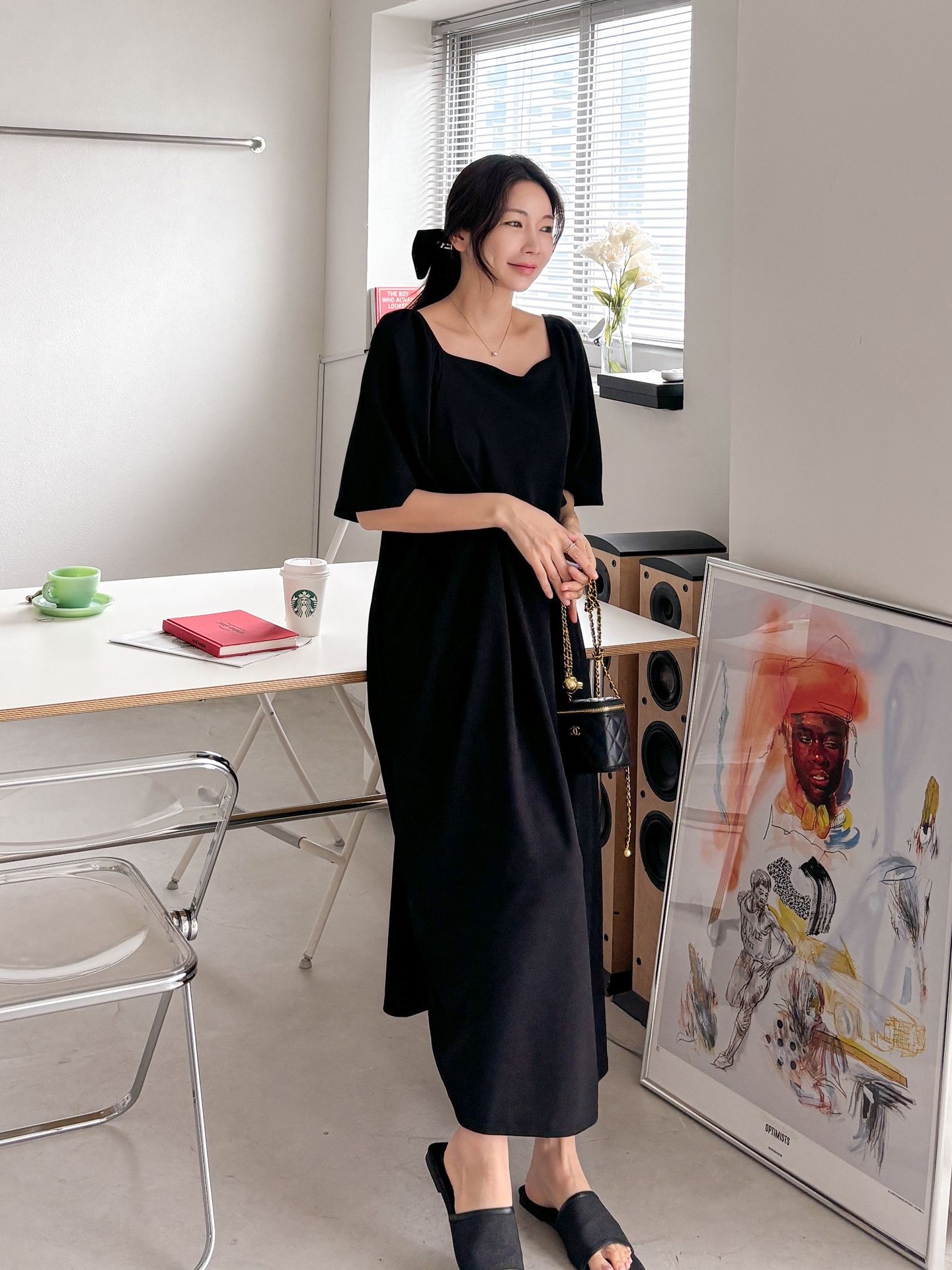 スクエアネックフレア半袖ワンピース | 詳細画像5