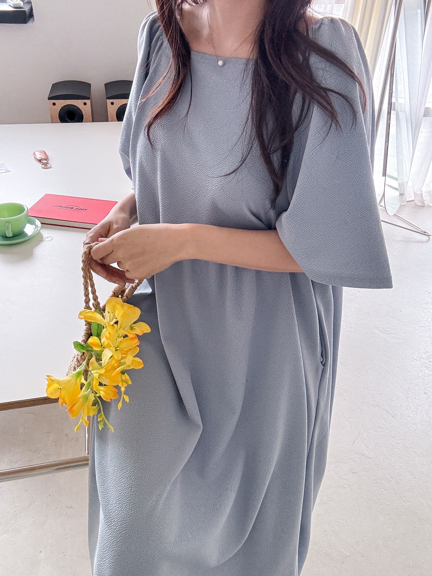 スクエアネックフレア半袖ワンピース | 詳細画像12