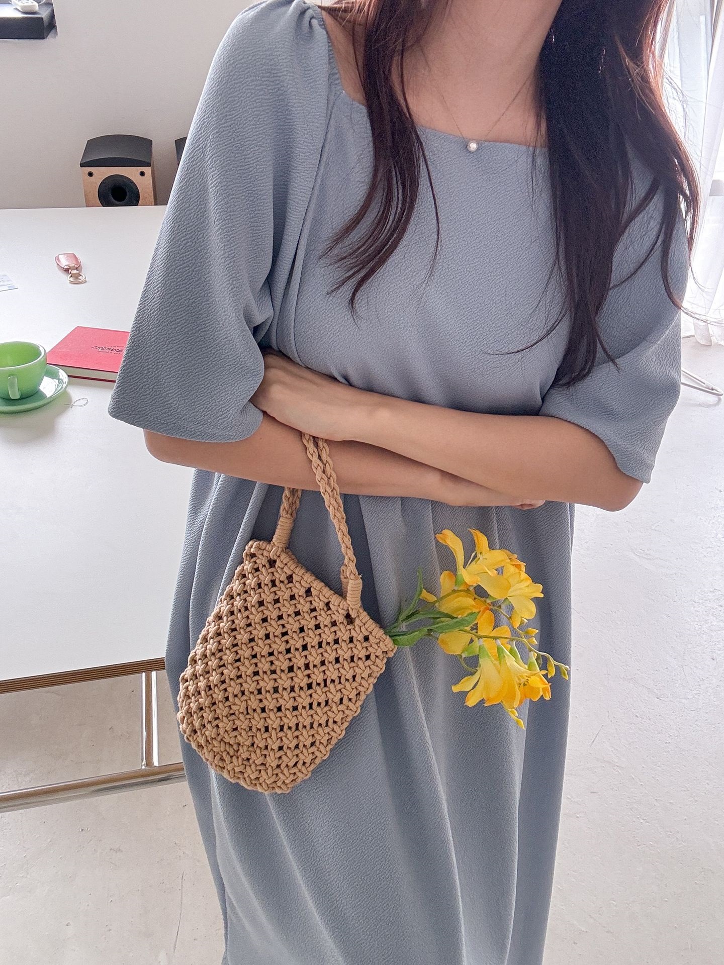 スクエアネックフレア半袖ワンピース | 詳細画像13