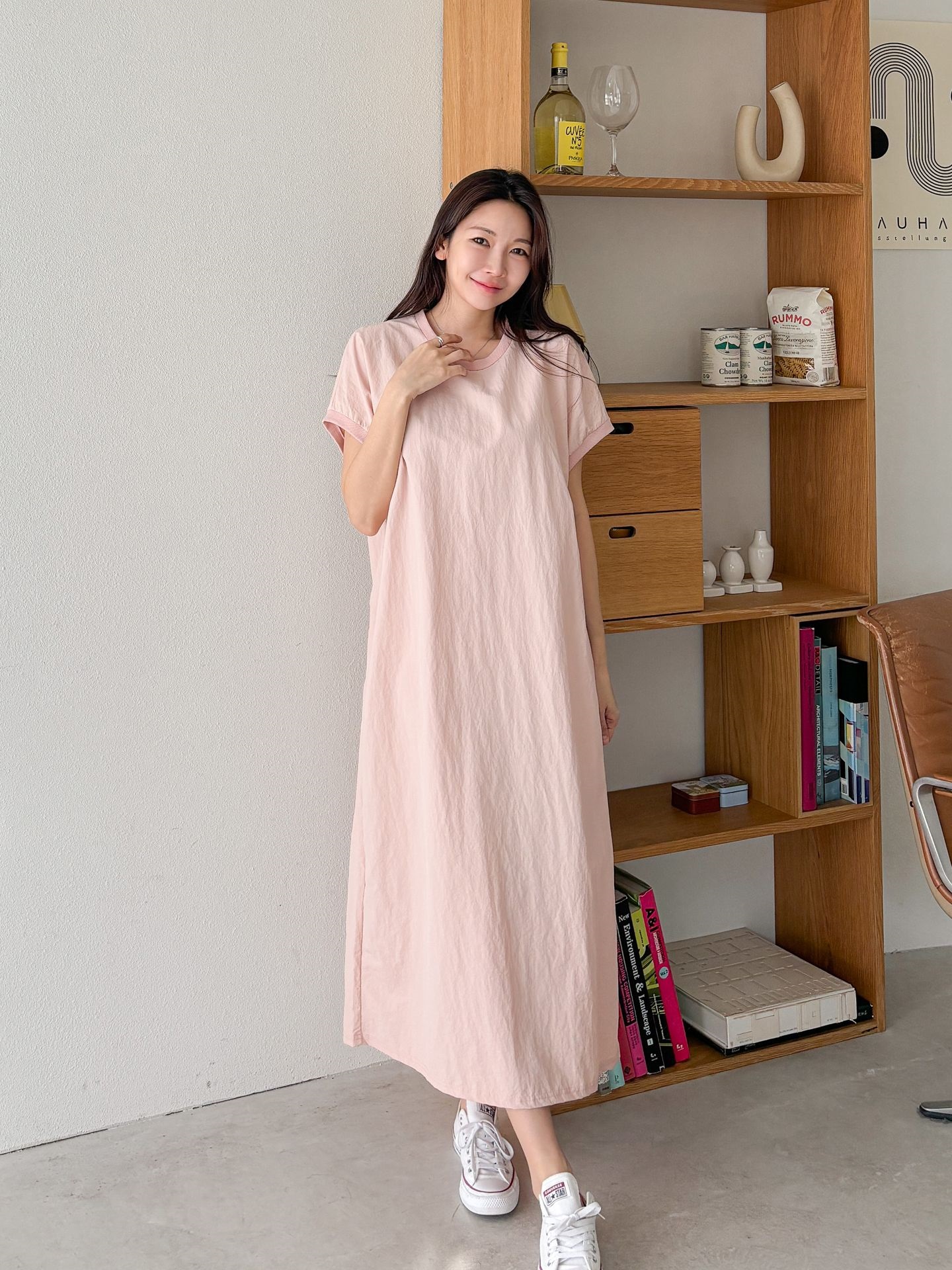 リブヘムナイロンフレンチスリーブワンピース | 詳細画像4