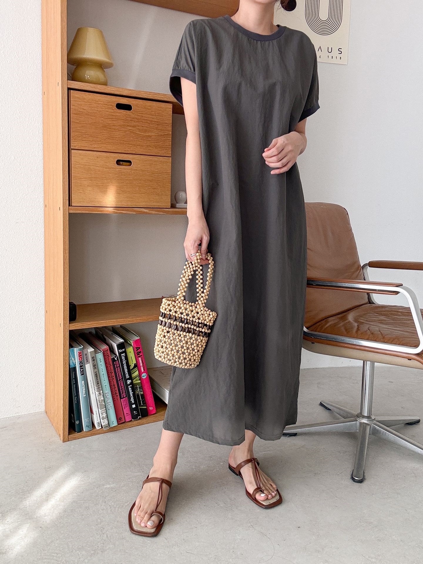 リブヘムナイロンフレンチスリーブワンピース | 詳細画像12