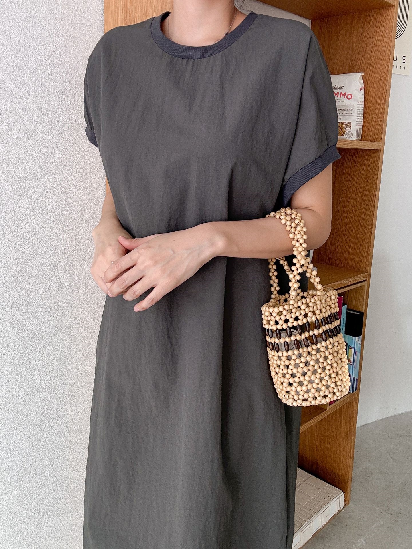 リブヘムナイロンフレンチスリーブワンピース | 詳細画像16