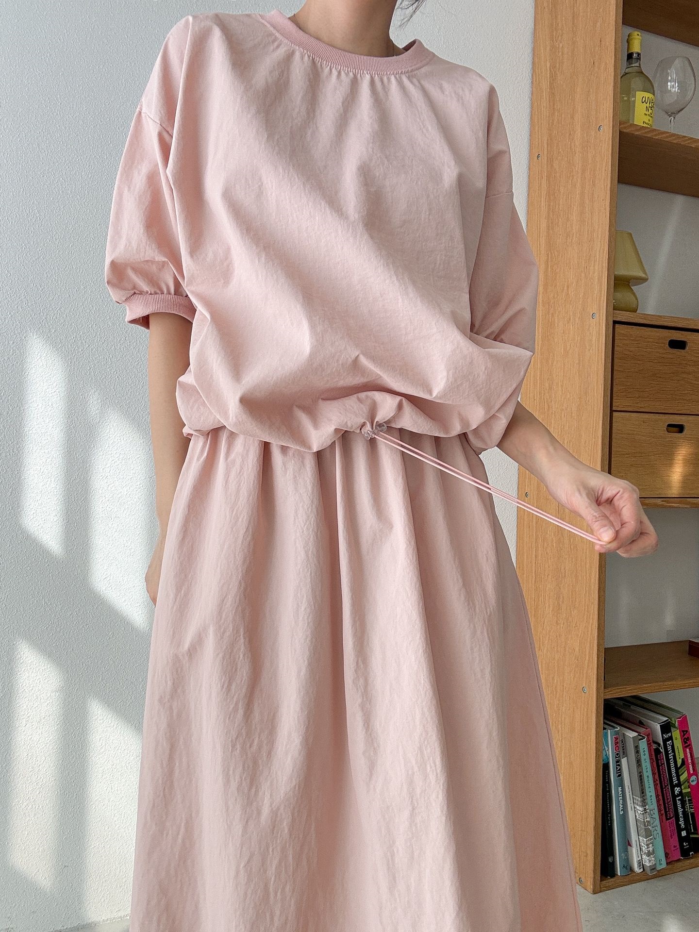 ナイロンドローコード半袖スウェット&フレアスカートSET | 詳細画像8