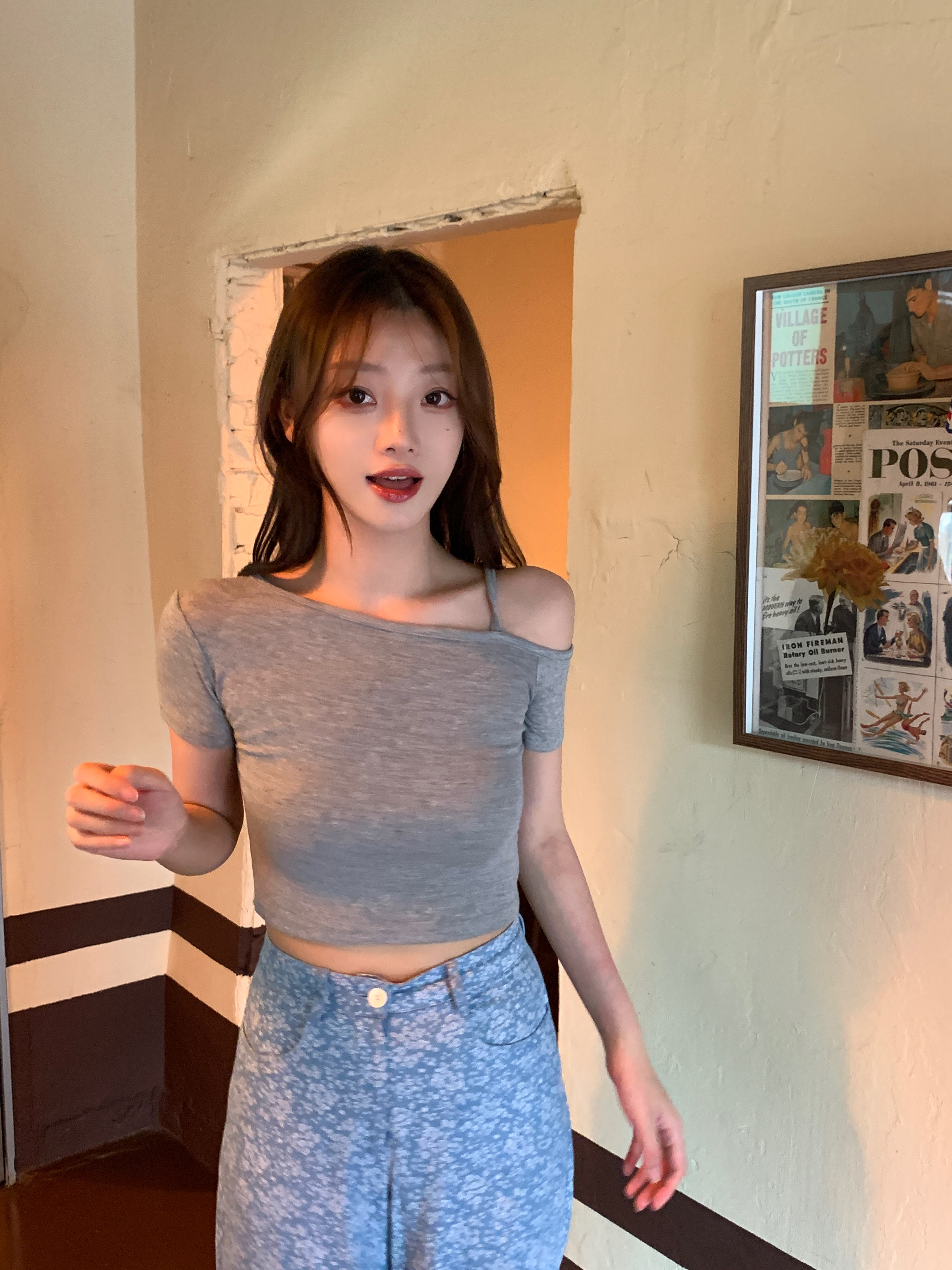 ストラップワンショル半袖クロップドTシャツ | 詳細画像11