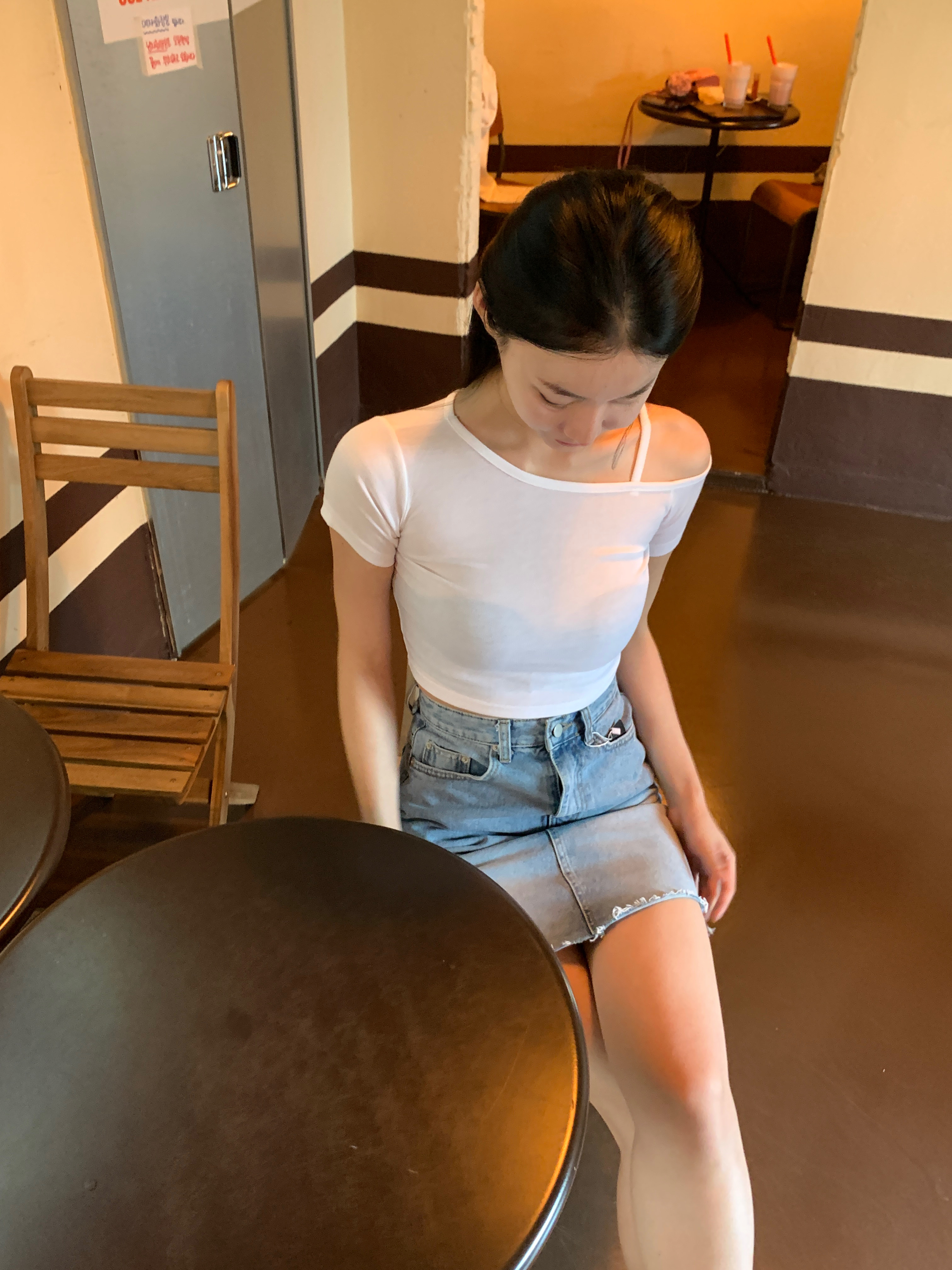 ストラップワンショル半袖クロップドTシャツ | 詳細画像14