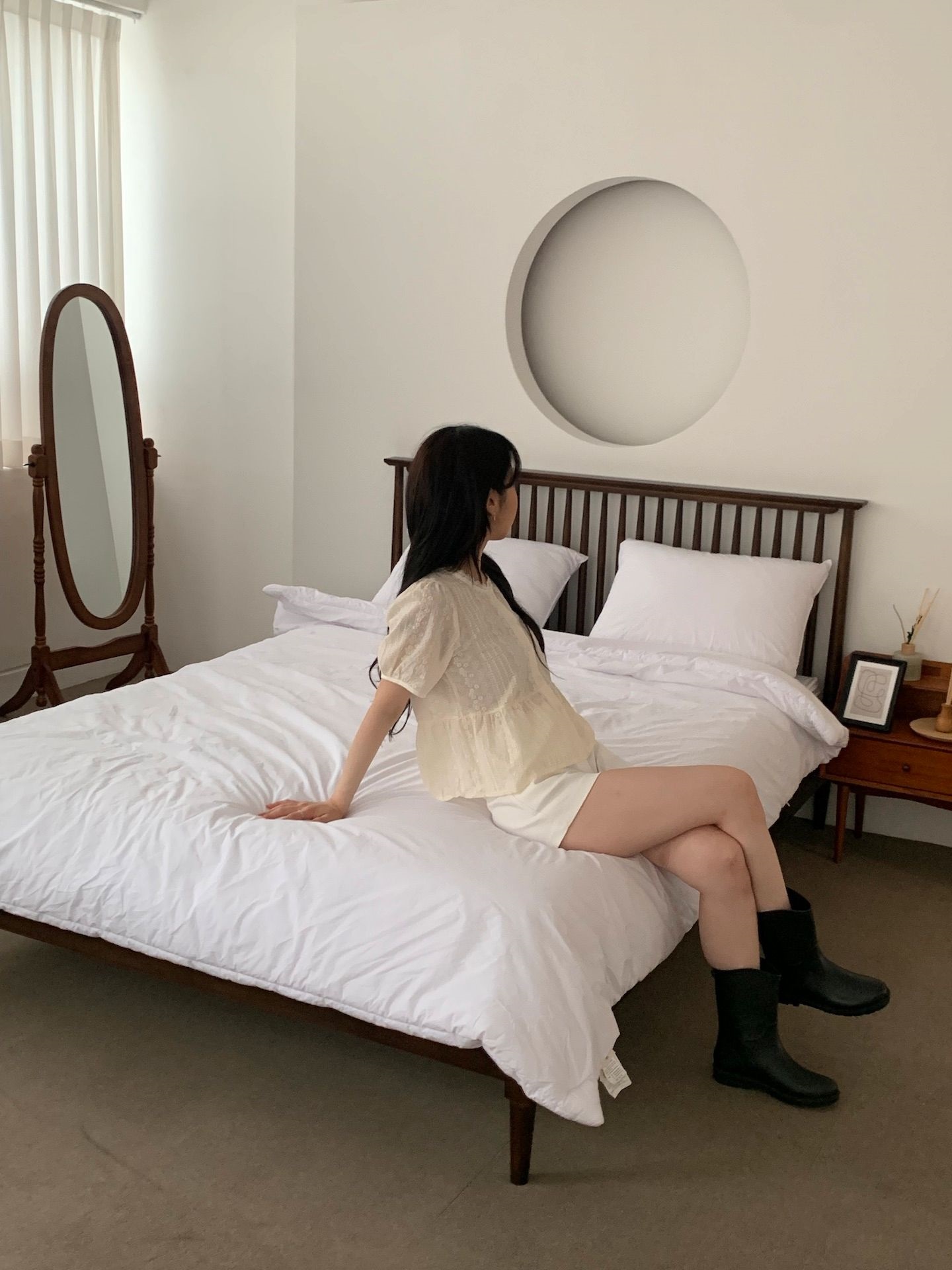 花柄レースパフ半袖ペプラムブラウス | 詳細画像4