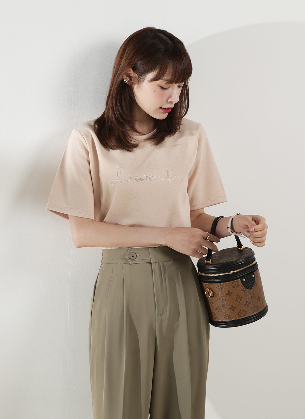 テンセル混刺繍半袖Tシャツ | 詳細画像7