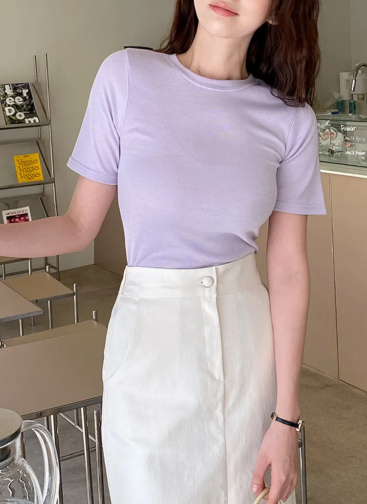 ラウンド半袖スリムTシャツ | 詳細画像1