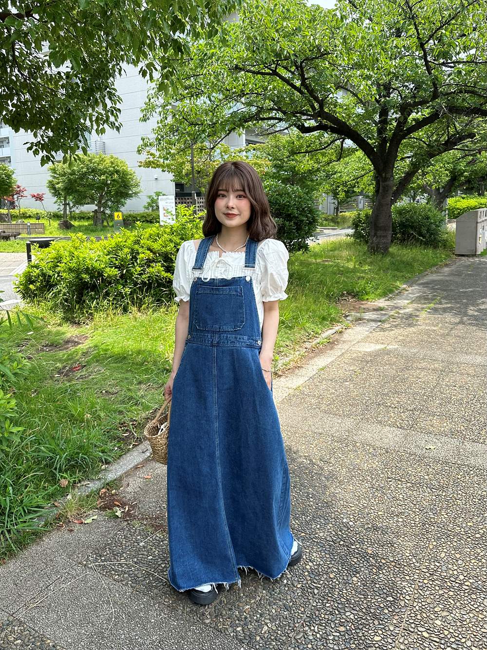フレアカットデニムサロペットワンピース | 詳細画像15