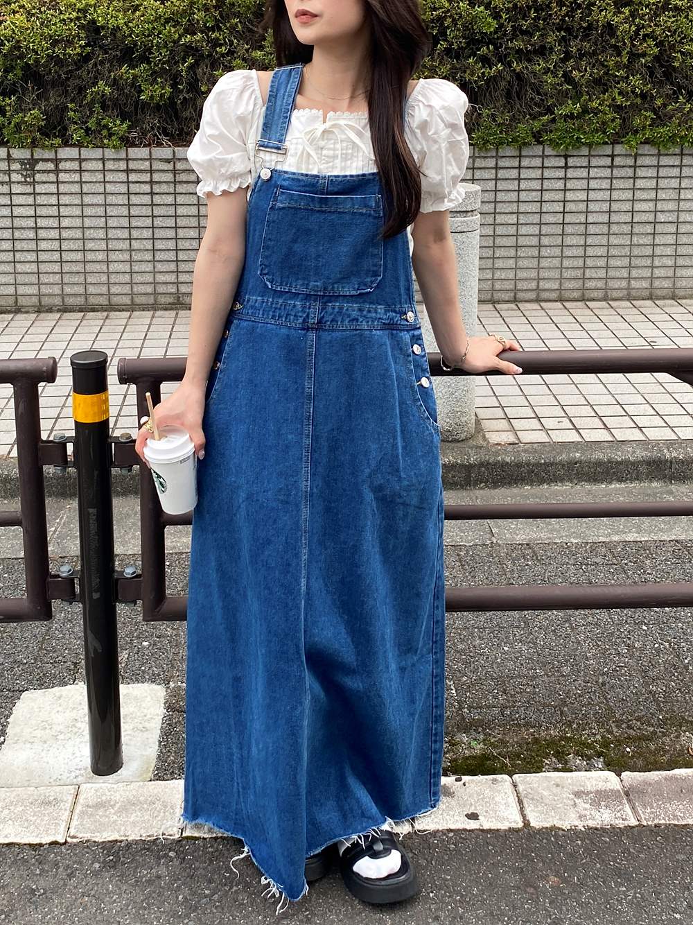 フレアカットデニムサロペットワンピース | 詳細画像20