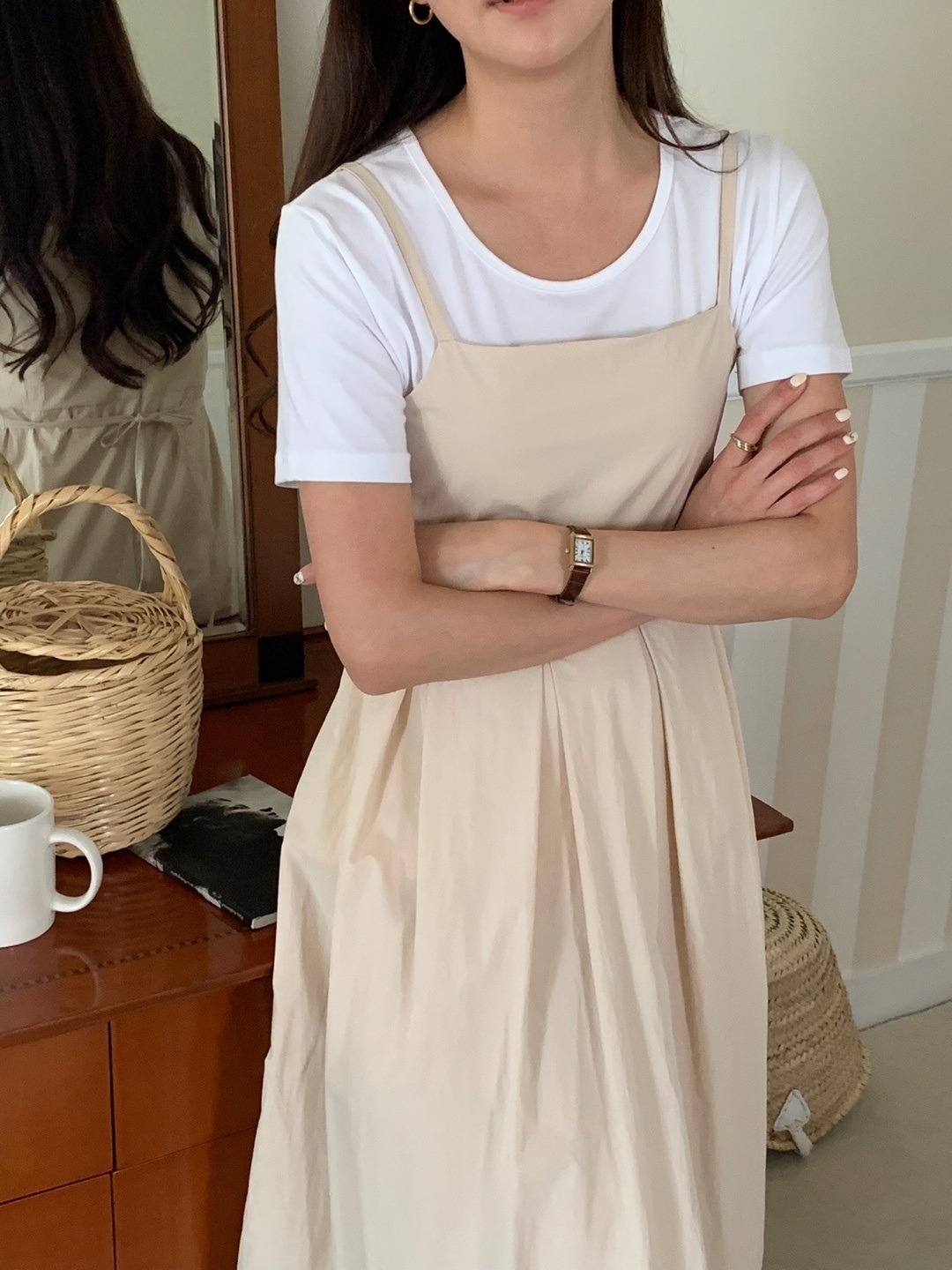 スクエアネックタックフレアビスチェワンピース | 詳細画像7