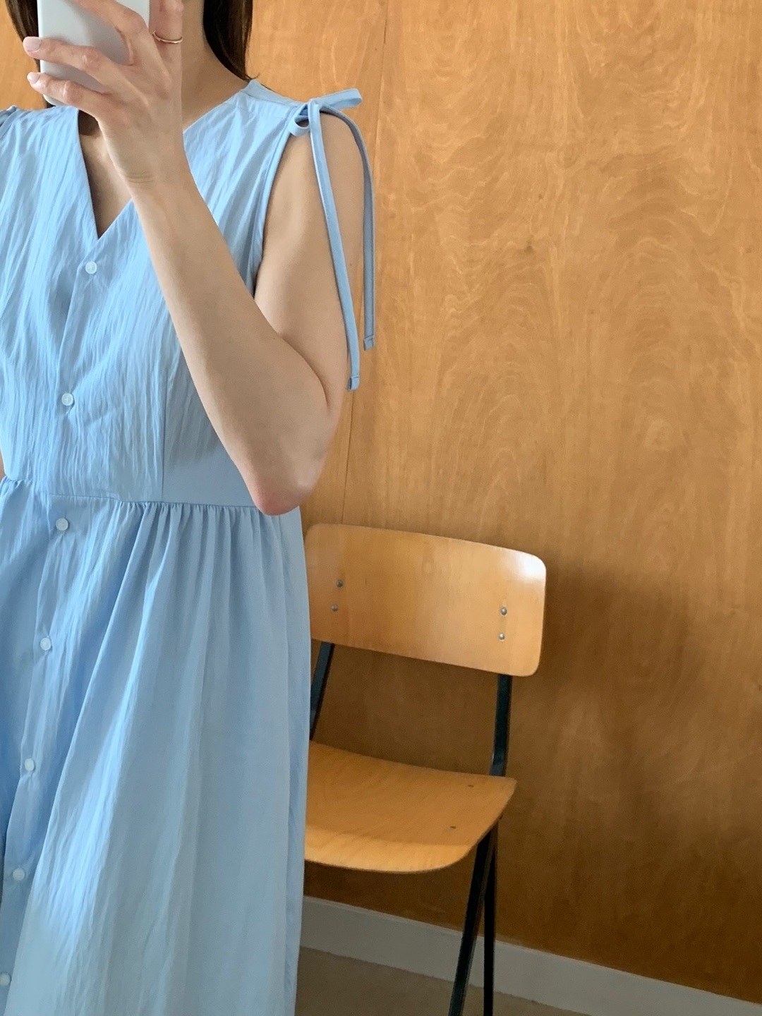 ショルダーリボンVネックノースリロングワンピース | 詳細画像5