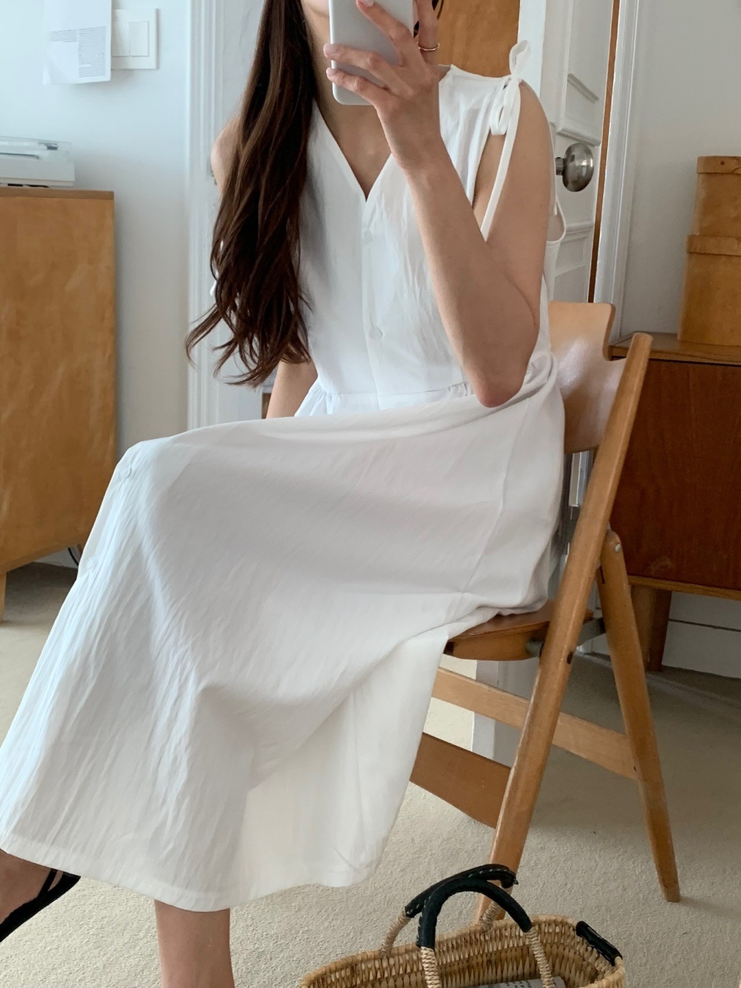 ショルダーリボンVネックノースリロングワンピース | 詳細画像10