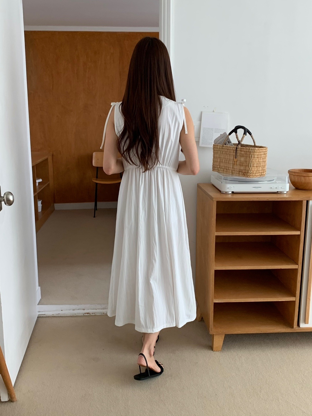 ショルダーリボンVネックノースリロングワンピース | 詳細画像13