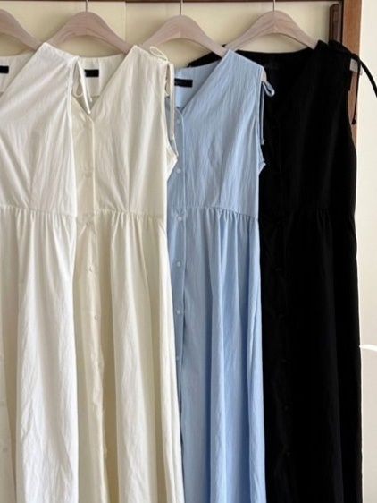 ショルダーリボンVネックノースリロングワンピース | 詳細画像15