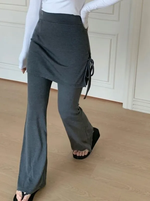 サイドリボンスカートフレアリブパンツ | 詳細画像1