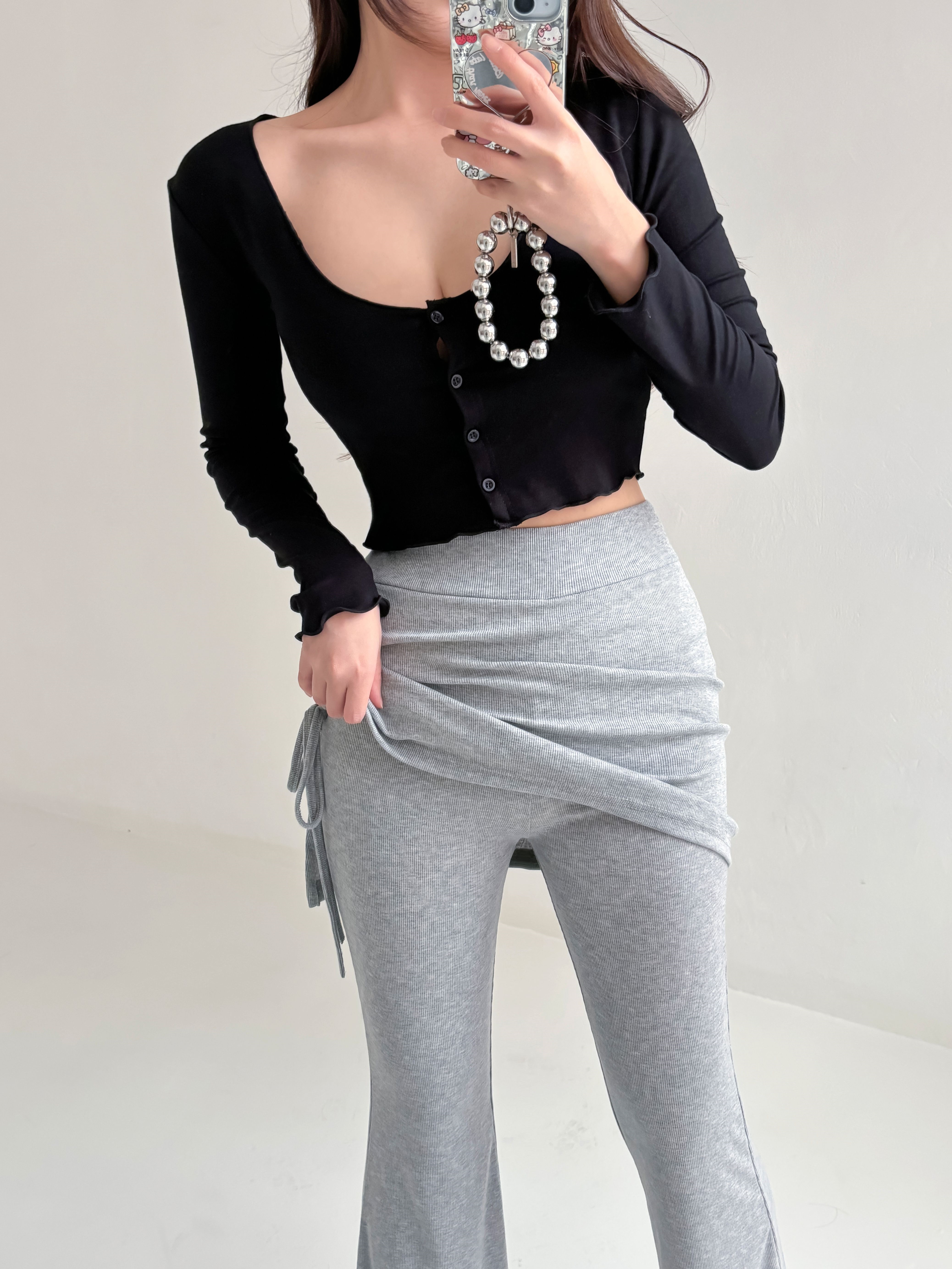 サイドリボンスカートフレアリブパンツ | 詳細画像18