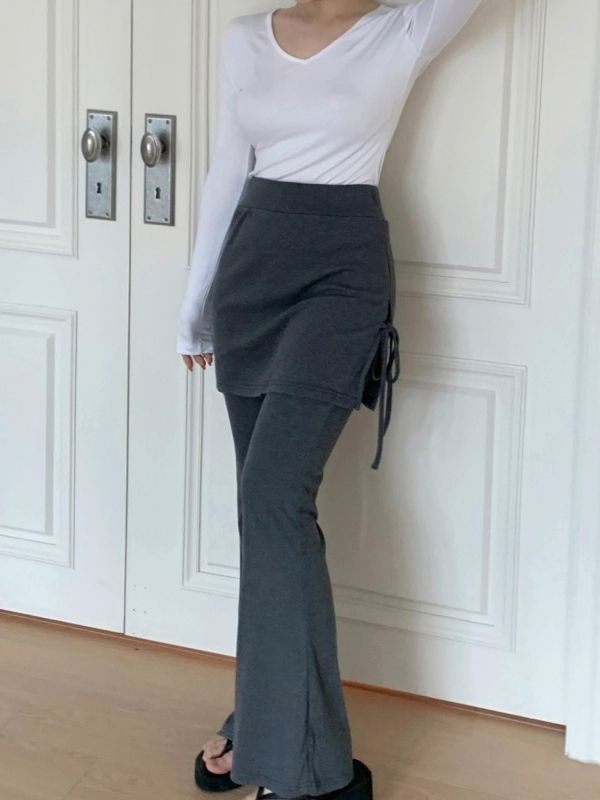 サイドリボンスカートフレアリブパンツ | 詳細画像3