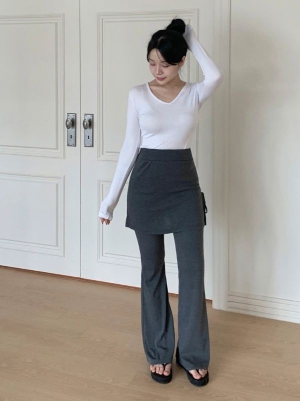 サイドリボンスカートフレアリブパンツ | 詳細画像4