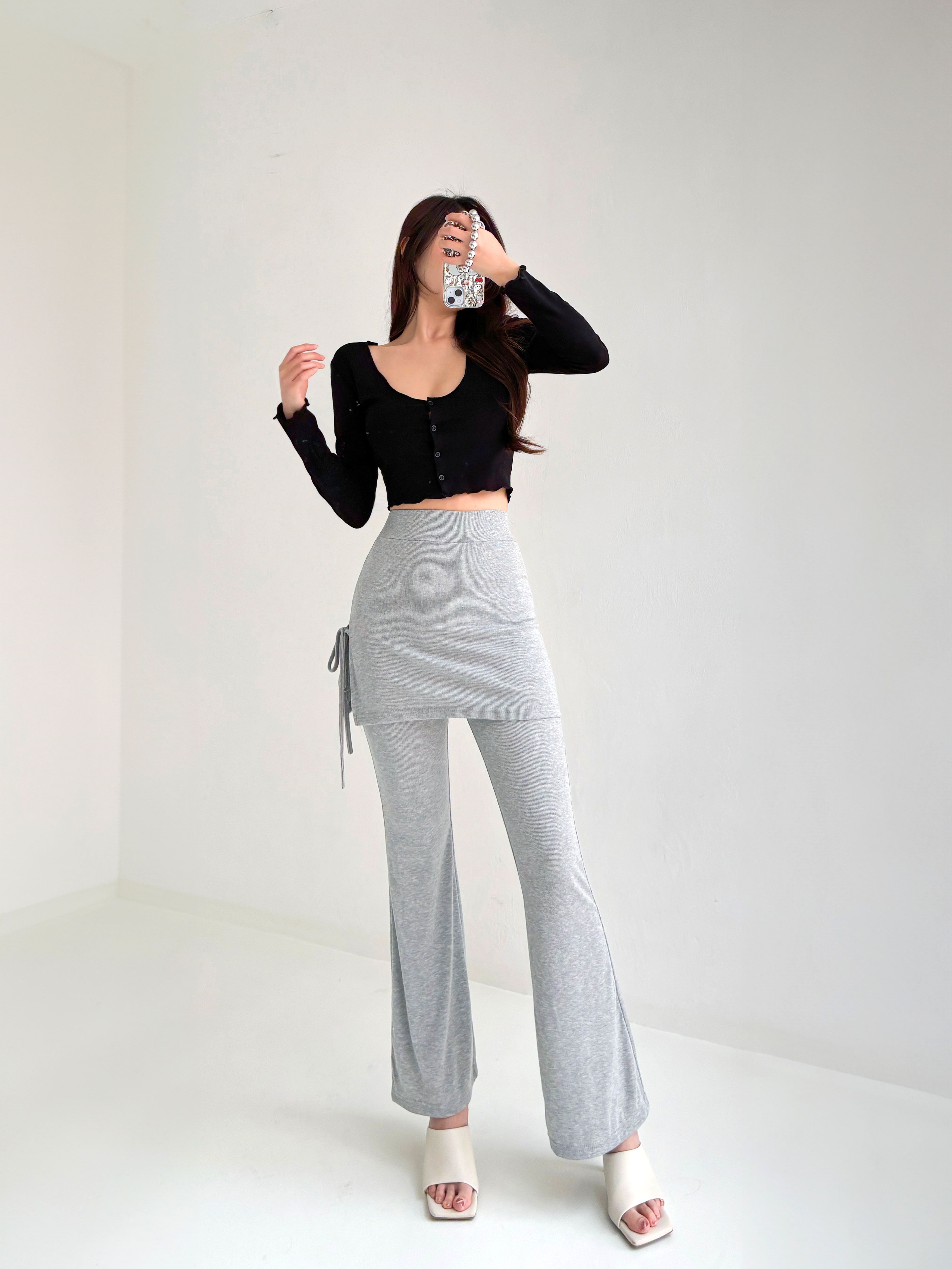 サイドリボンスカートフレアリブパンツ | 詳細画像10