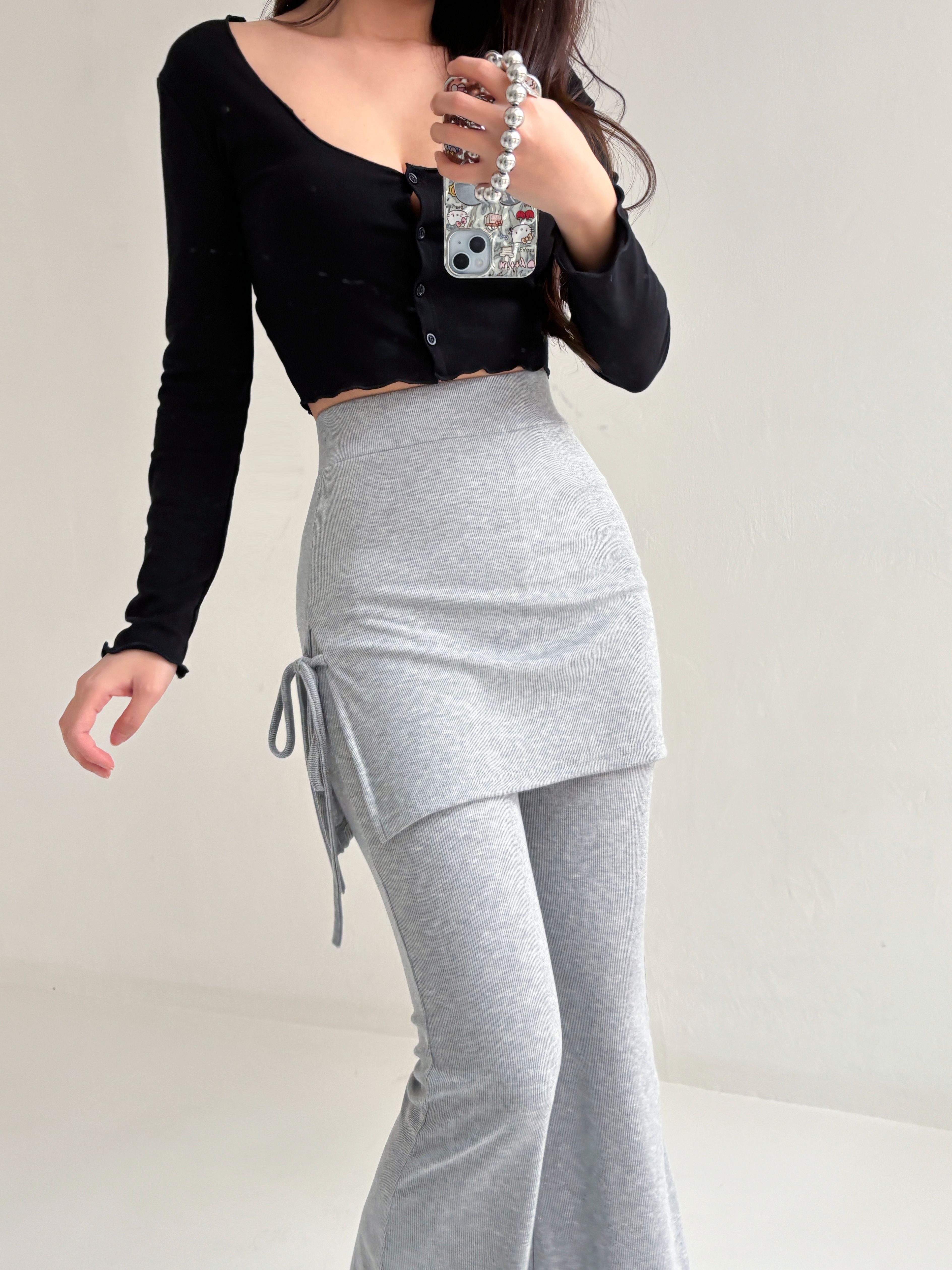 サイドリボンスカートフレアリブパンツ | 詳細画像13